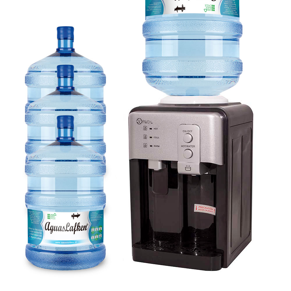 Dispensador de agua purificada con ventilador sobremesa - Agua caliente y helada al instante - Marca Vaweh - 6 meses de garantía